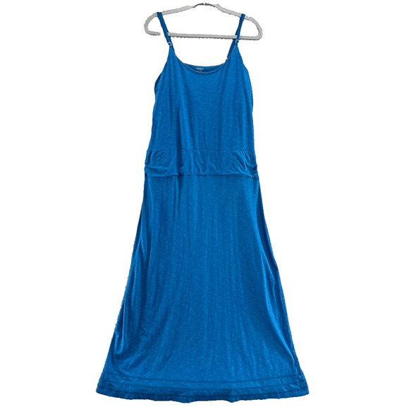 Toad&Co Dress Womens XL Blue Stretch Long Island Maxi Drop Waist Scoop Neck - Picture 1 of 15